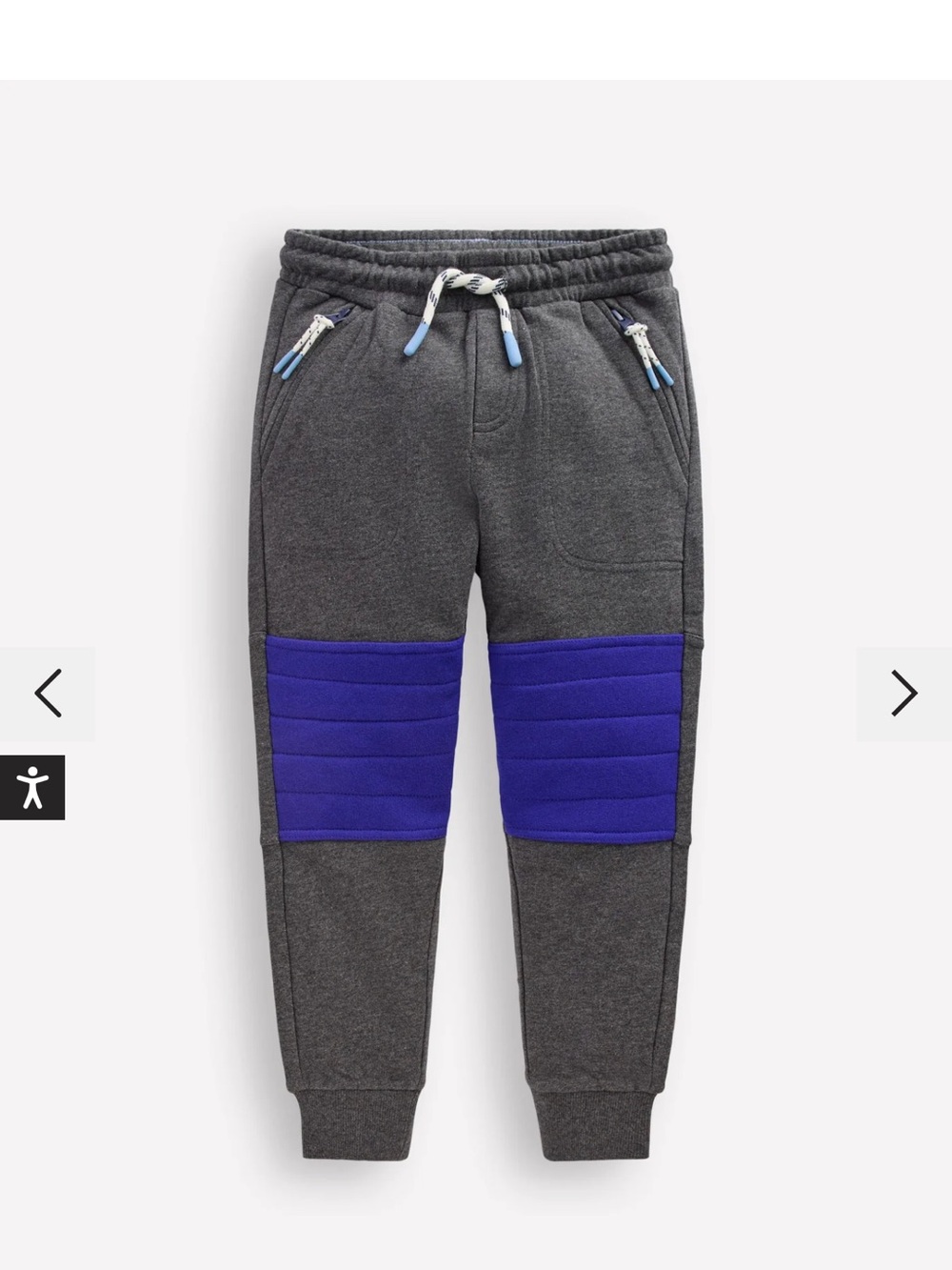 Mini Boden Boys Warrior Knee Joggers Gray Blue Size 4-5Y NWOT
